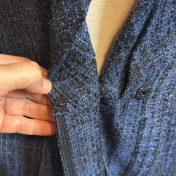 Nanette Lepore Blue Tweed Belted Asymmetrical Blazer size 4 - Picture 11 of 16